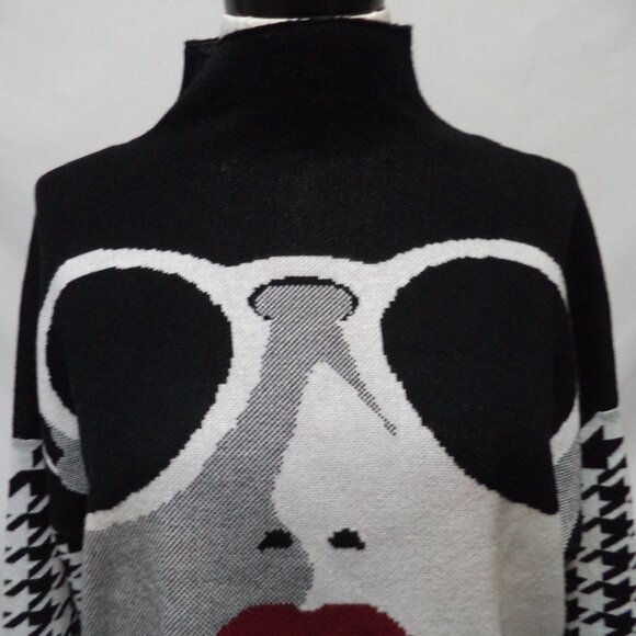 AKIRA Sunglasses Red Lips Lady mock neck knit sweater top Size Sz Medium Md M - Picture 5 of 16